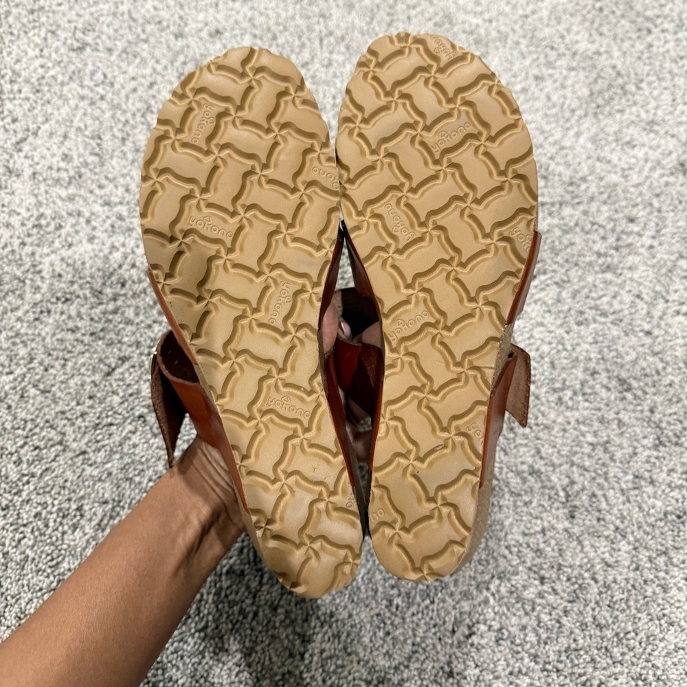 Yokono Made in Spain Toe Loop Wedge Sandals Brown Leather Cork Base Women’s US 8 - Picture 9 of 13